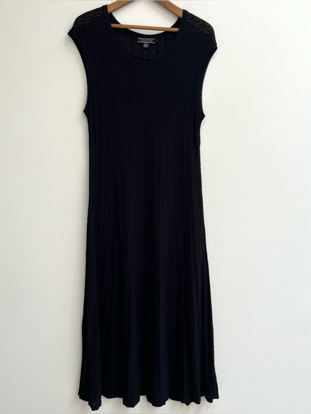 Peruvian Connection Pima Cotton Bamboo Knit Black Sleeveless Midi Dress XL